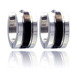 Stainless Steel Rhodium Plated and Black Rhodium Plated Center Huggies